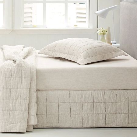 Sheridan Abbotson Linen Quilted Bed Skirt Flax