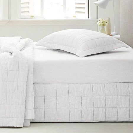 Sheridan Abbotson Linen Quilted Bed Skirt White